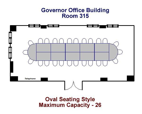 Governor's Office Building Room 315 Oval Seating Diagram Maximum Capacity - 26