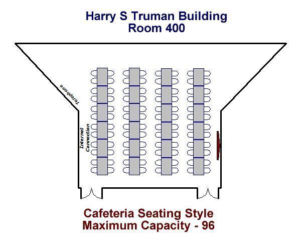 Harry S. Truman Building Room 400 Cafeteria Configuration Maximum Capacity - 96