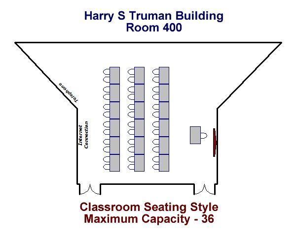 Harry S. Truman Building Room 400 Classroom Configuration Maximum Capacity - 36