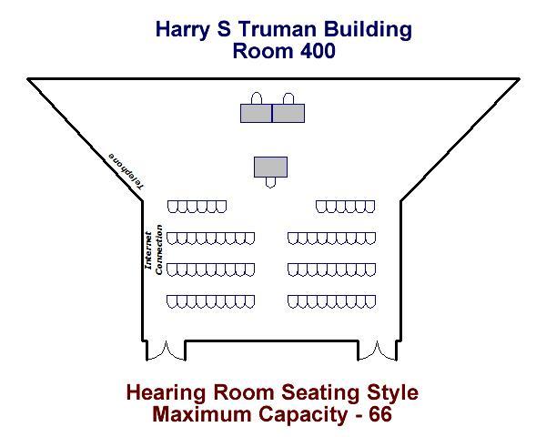 Harry S. Truman Building Room 400 Hearing Room Configuration Maximum Capacity - 66