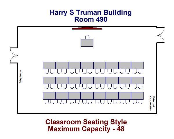 Harry S. Truman Building Room 490 Classroom Configuration Maximum Capacity - 48