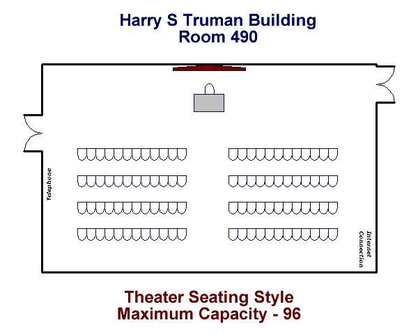 Harry S. Truman Building Room 490 Theater Configuration Maximum Capacity - 96
