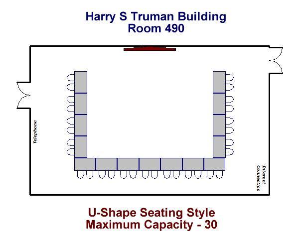 Harry S. Truman Building Room 490 U-Shape Configuration Maximum Capacity - 30