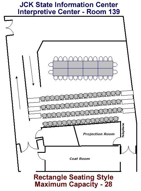James C Kirkpatrick State Information Center Interpretive Center Rectangle Seating Diagram Maximum capacity - 28
