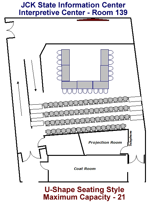 James C Kirkpatrick State Information Center Interpretive Center U-Shape Seating Diagram Maximum Capacity - 21