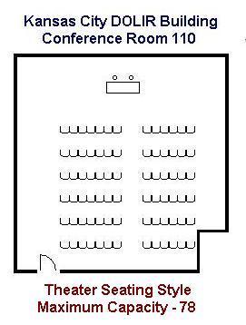Kansas City DOLIR Building Room 110 Theater Seating Diagram Maximum Capacity - 78