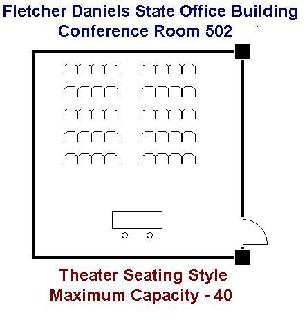 Fletcher Daniels State Office Building Room 502 Theater Seating Diagram Maximum Capacity - 40