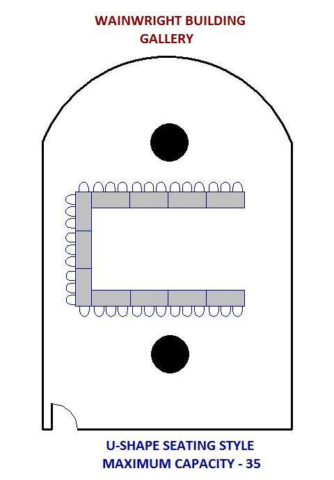Wainwright State Office Building Gallery U-Shape Conference Seating Diagram - Maximum Capacity - 35